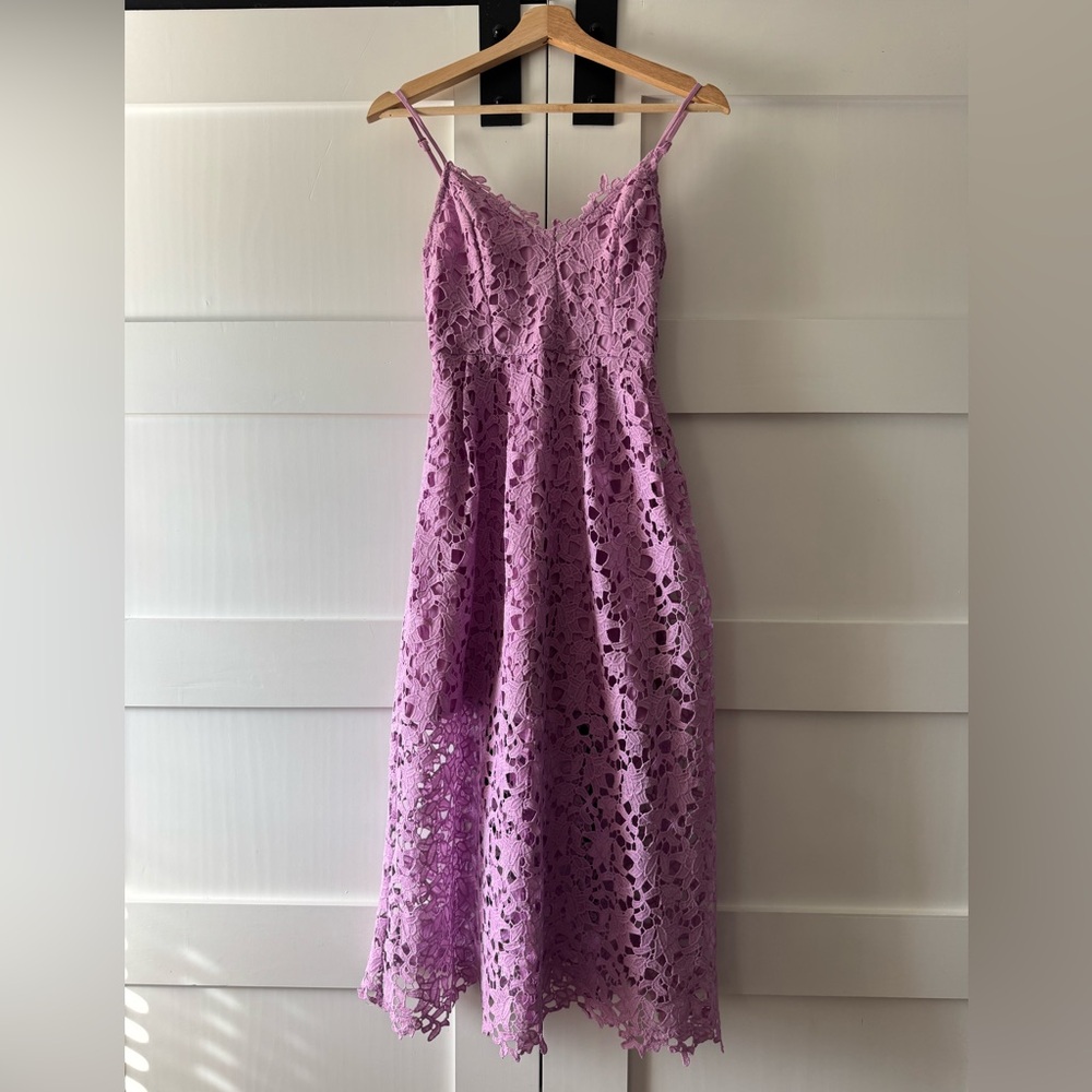 Astr Lilac Lace Midi Dress